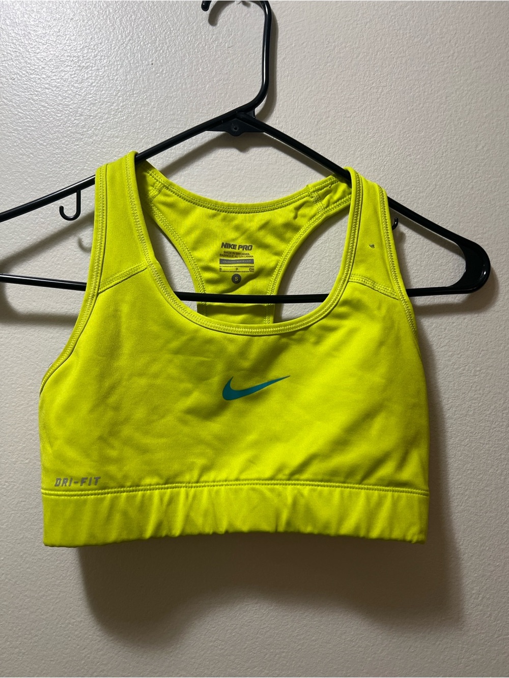 Nike Neon Yellow Dri-FIT Racerback Sports Bra